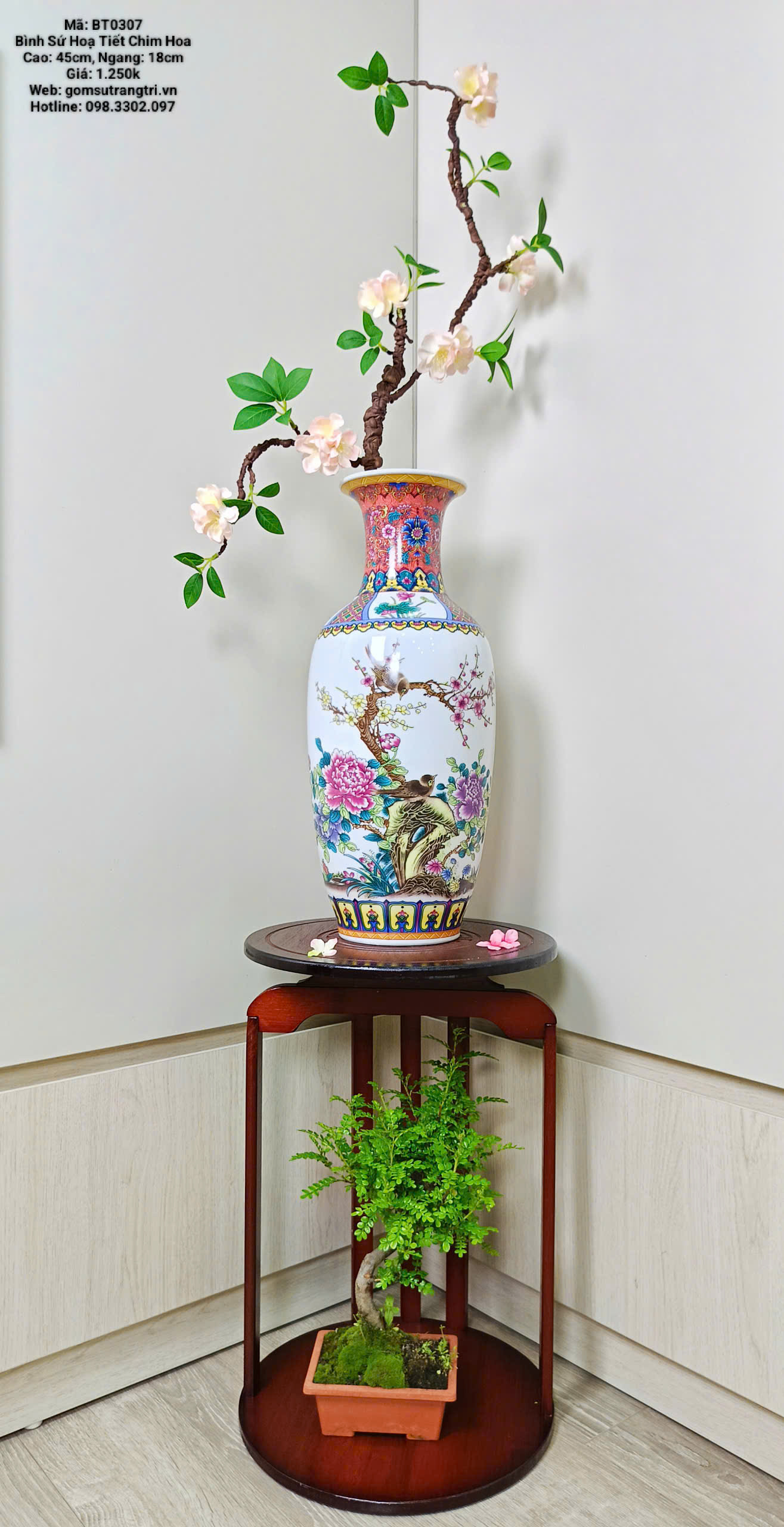 BÌNH SỨ HỌA TIẾT CHIM HOA